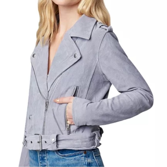 Blank NYC jacket leather Suede Moto Gray Cloud - Picture 1 of 10